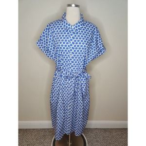 Talbots Belted Dress Floral Short Sleeve Button Up Pleated